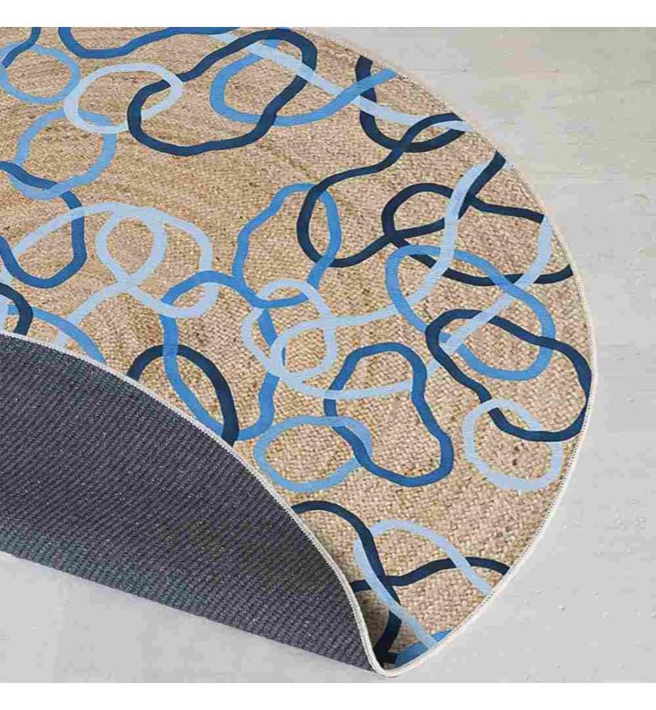 Tappeto, 90 x 90, , Blu, 70% Cotone - 30% Poliestere, Suola in cotone