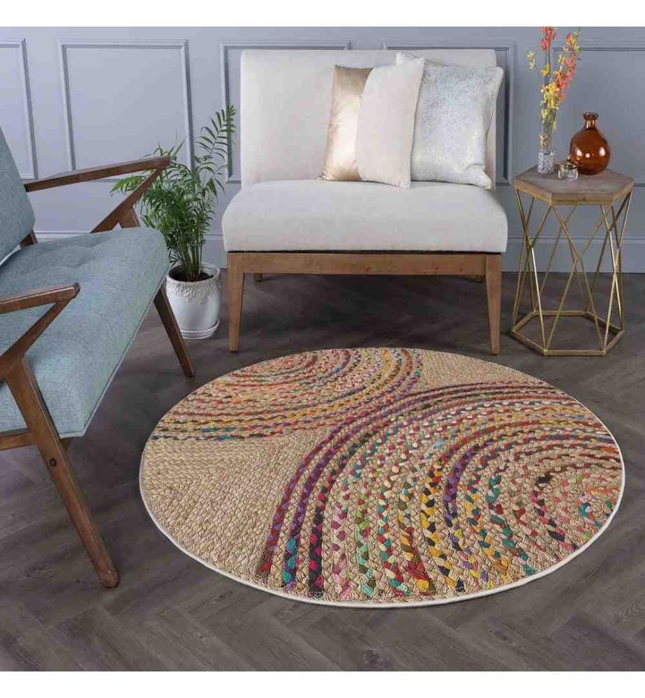 Tappeto, 100 x 100, , Multicolore, 70% Cotone - 30% Poliestere, Suola in cotone