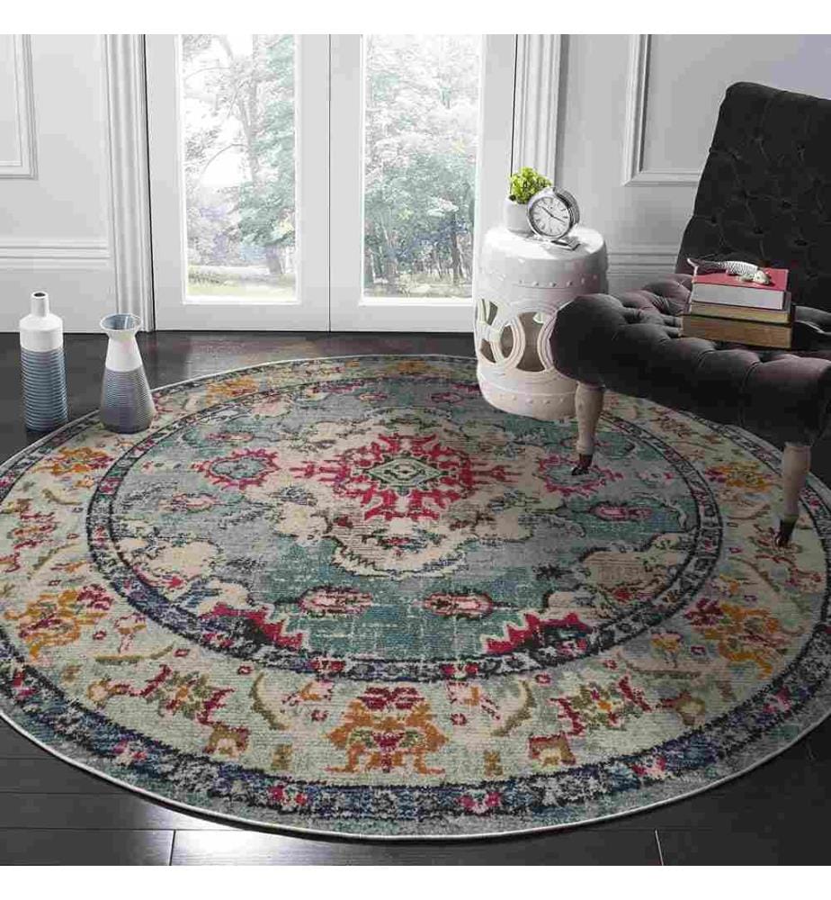 Tappeto, 100 x 100, , Turchese, 70% Cotone - 30% Poliestere, Suola di cotone