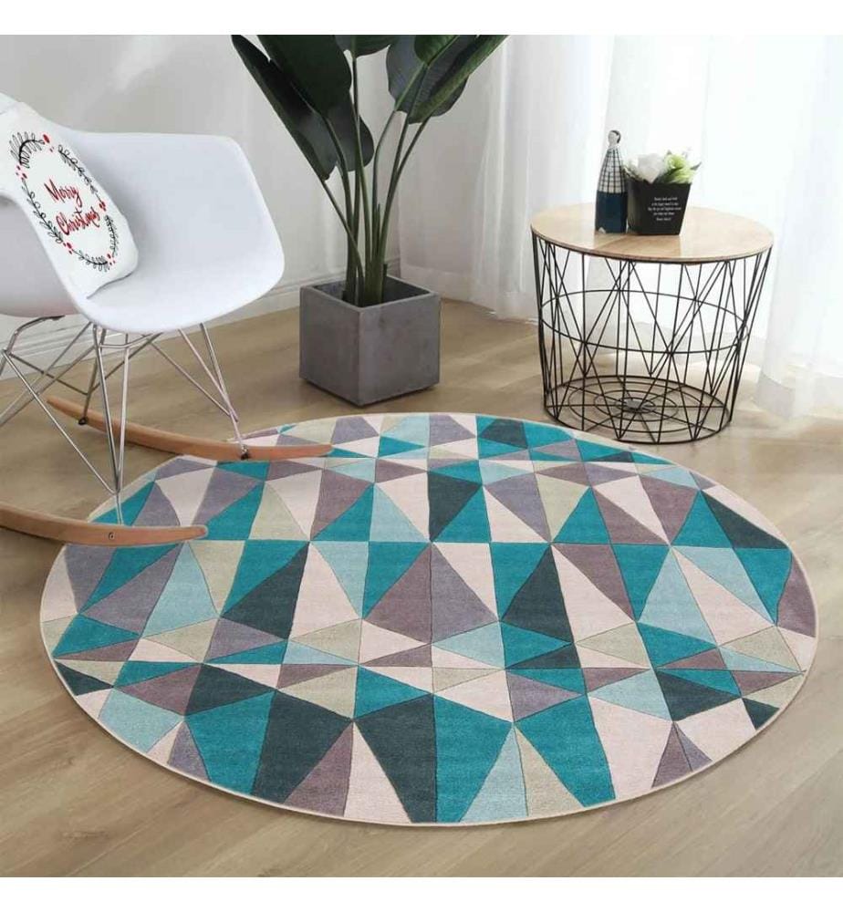 Tapis, 100 x 100, , Bleu, 70% Coton - 30% Polyester, Semelle en coton