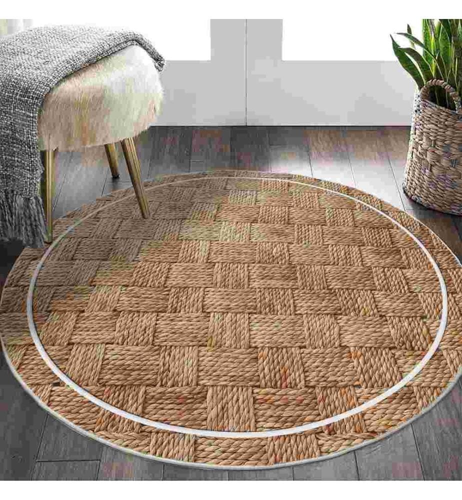Tappeto, 90 x 90, , Crema, 70% Cotone - 30% Poliestere, Suola in cotone