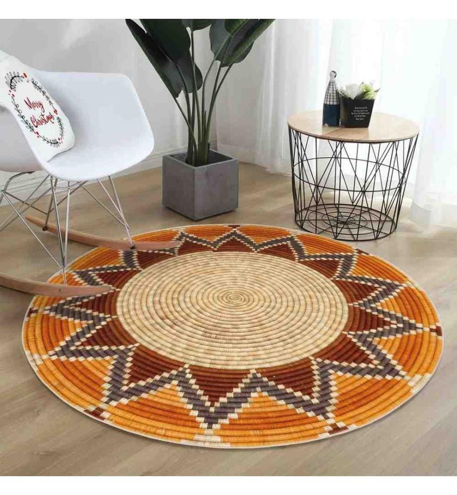 Tappeto, 90 x 90, , Senape, 70% cotone - 30% poliestere, Suola di cotone