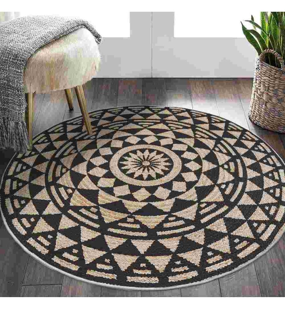 Tapis, 80 x 80, , Noir, 70% Coton - 30% Polyester, Semelle en coton