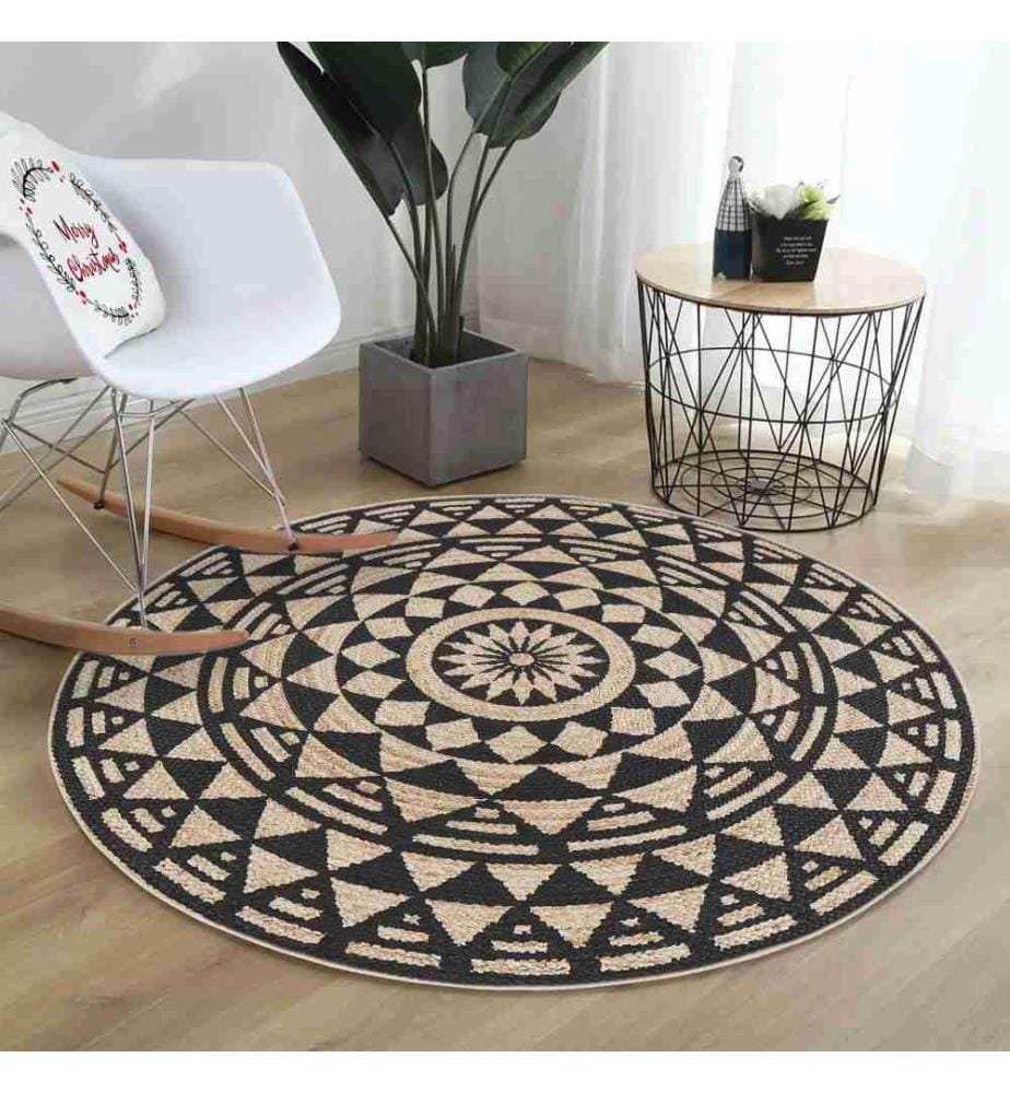 Tapis, 80 x 80, , Noir, 70% Coton - 30% Polyester, Semelle en coton