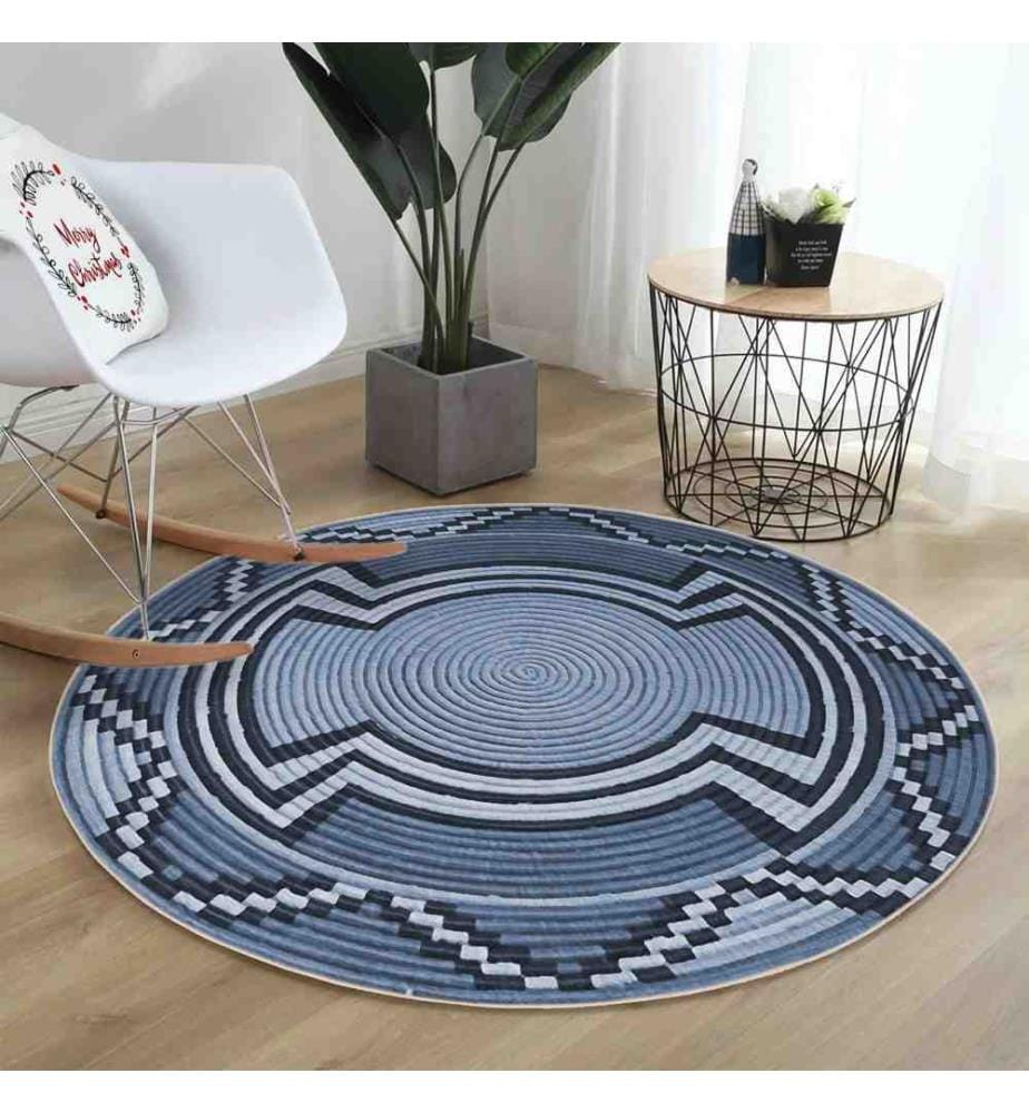 Tapis, 100 x 100, , Bleu, 70% Coton - 30% Polyester, Semelle en coton