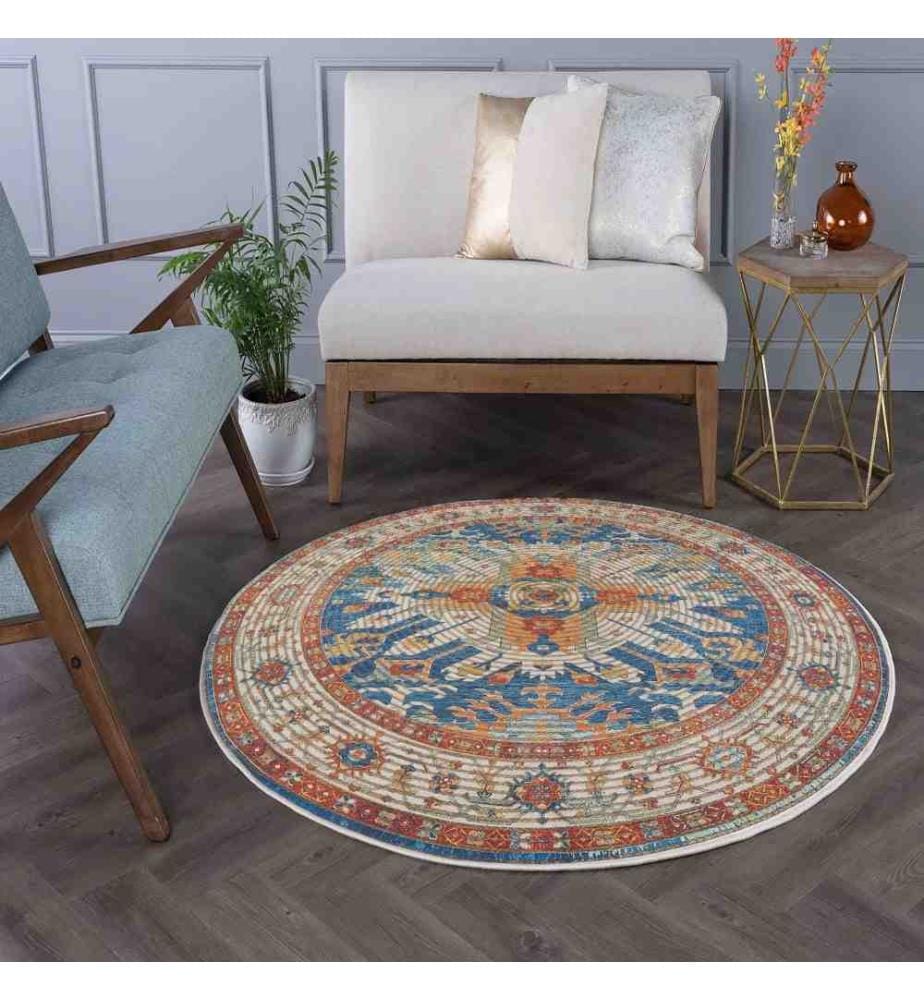 Tappeto, 100 x 100, , Blu, 70% Cotone - 30% Poliestere, Suola in cotone