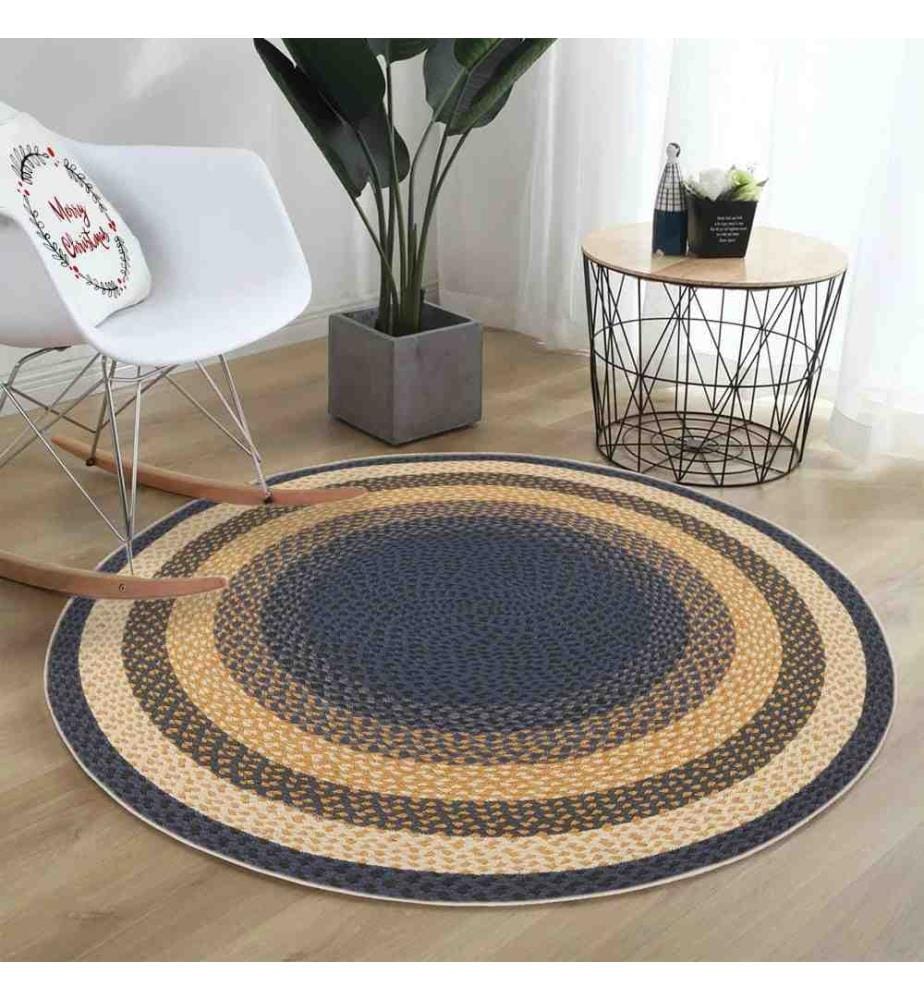 Tapis, 100 x 100, , Navy Blue, 70% Coton - 30% Polyester, Semelle en coton