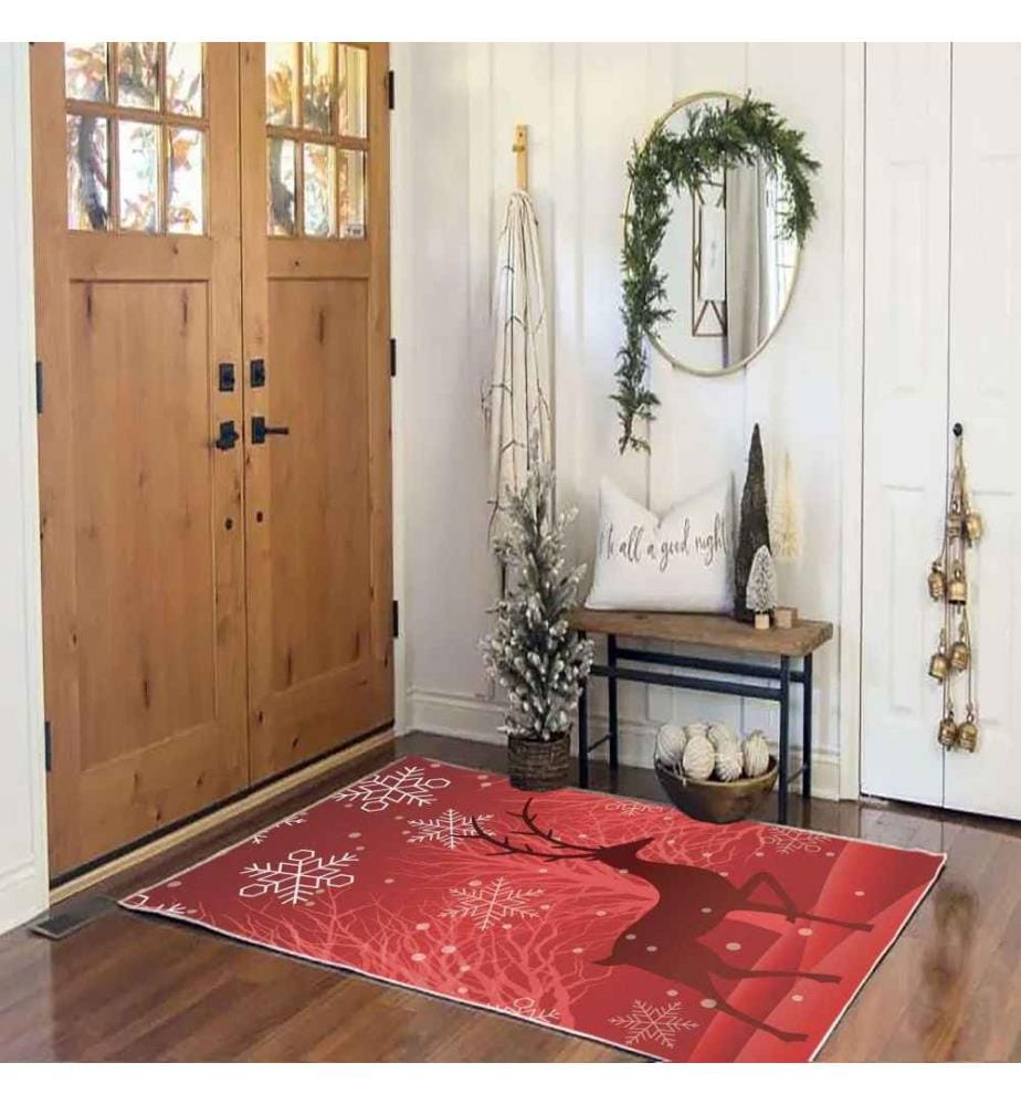 Tapis, 100 x 150, , Rouge, Blanc, 70% Coton - 30% Polyester, 1450 gr-m²,