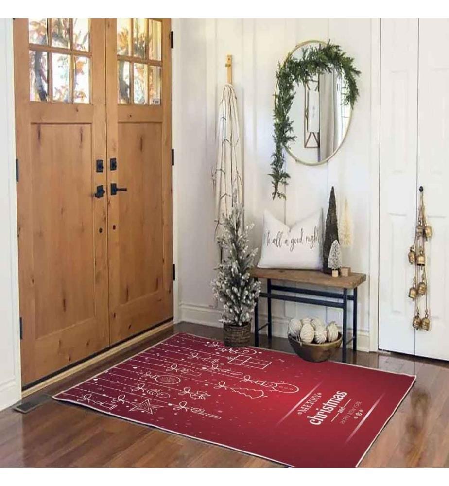 Rug, 80 x 150, , Red, White, 70% Cotton - 30% Polyester, 1450 gr-m²