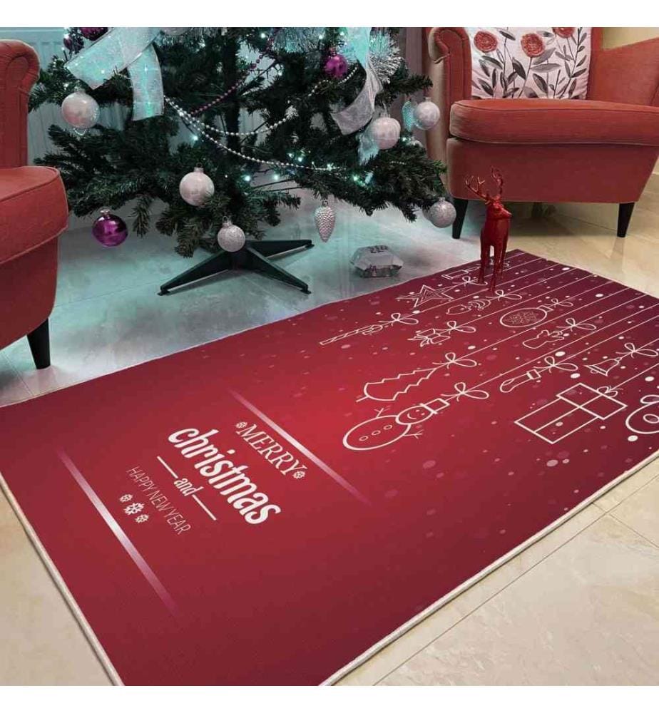 Tapis, 100 x 150, , Rouge, Blanc, 70% Coton - 30% Polyester, 1450 gr-m²,