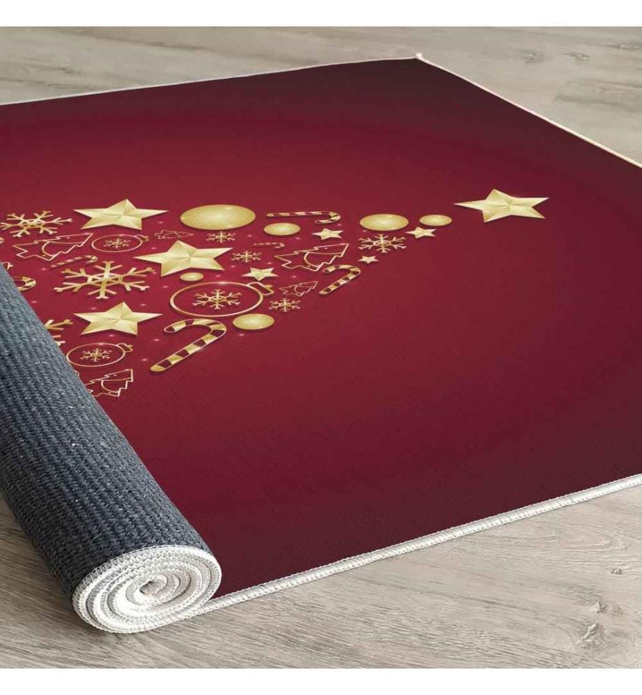 Teppich, 80 x 200, , Rot, Gold, 70% Baumwolle - 30% Polyester, 1450 gr-m²,