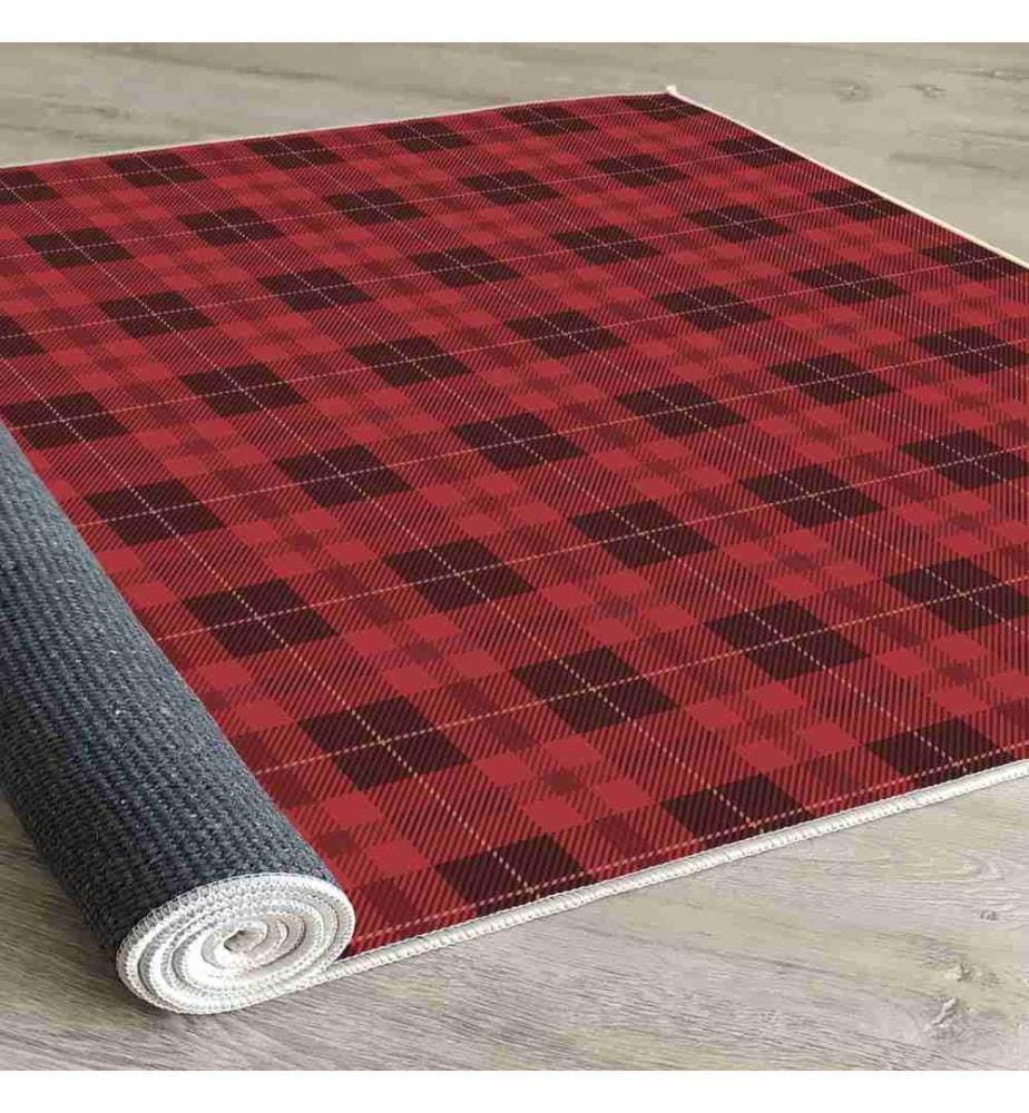 Tappeto, 80 x 120, , Nero, Rosso, 70% Cotone - 30% Poliestere, 1450 gr-m²,