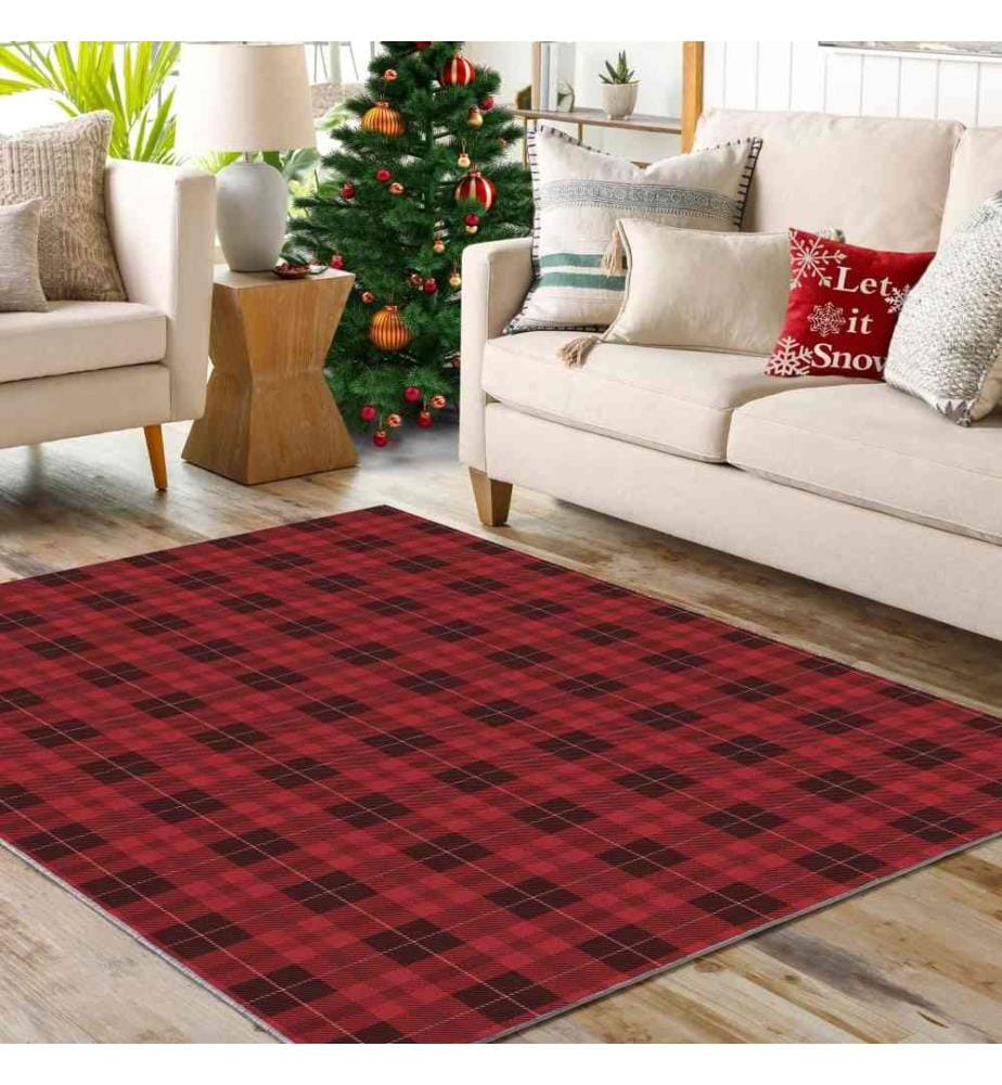 Tappeto, 80 x 150, , Nero, Rosso, 70% Cotone - 30% Poliestere, 1450 gr-m²,