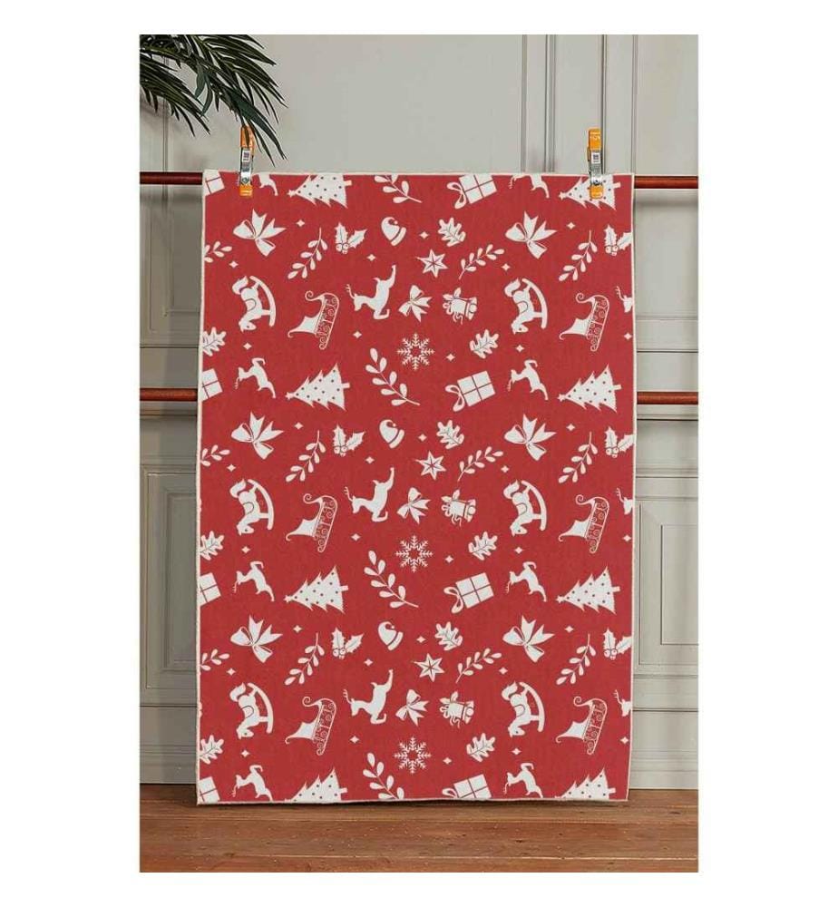 Rug, 80 x 120, , Red, White, 70% Cotton - 30% Polyester, 1450 gr-m²