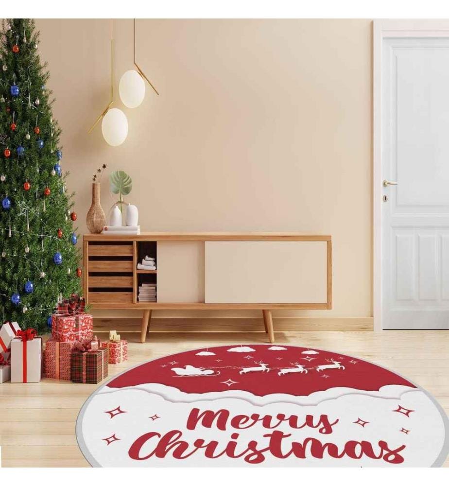 Tapis, 140 cm, , Rouge, Blanc, 70% Coton - 30% Polyester, 1450 gr-m²,