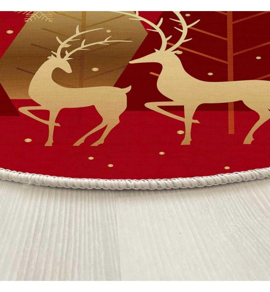Teppich, 80 cm, , Rot, Gold, 70% Baumwolle - 30% Polyester, 1450 gr-m²,