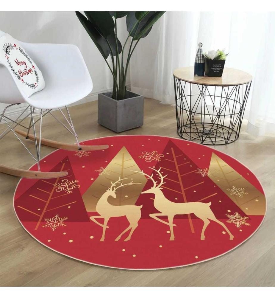 Teppich, 120 cm, , Rot, Gold, 70% Baumwolle - 30% Polyester, 1450 gr-m²,