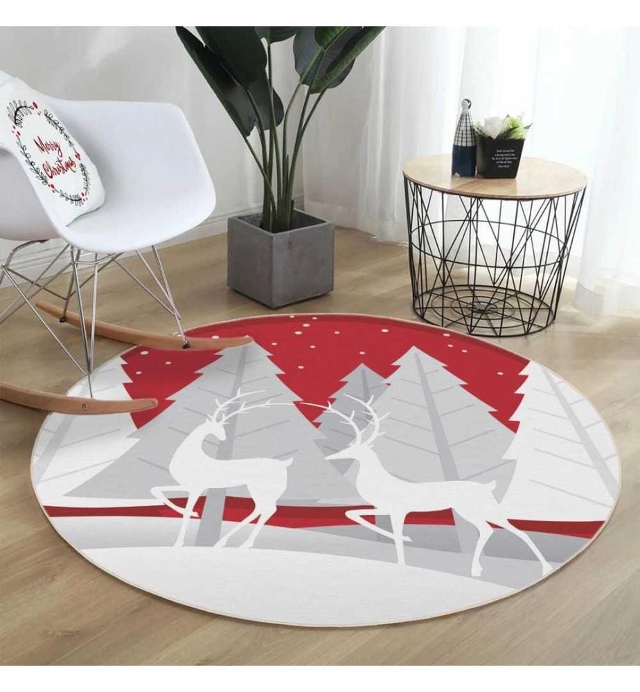 Teppich, 120 cm, , Rot, Weiss, 70% Baumwolle - 30% Polyester, 1450 gr-m²,