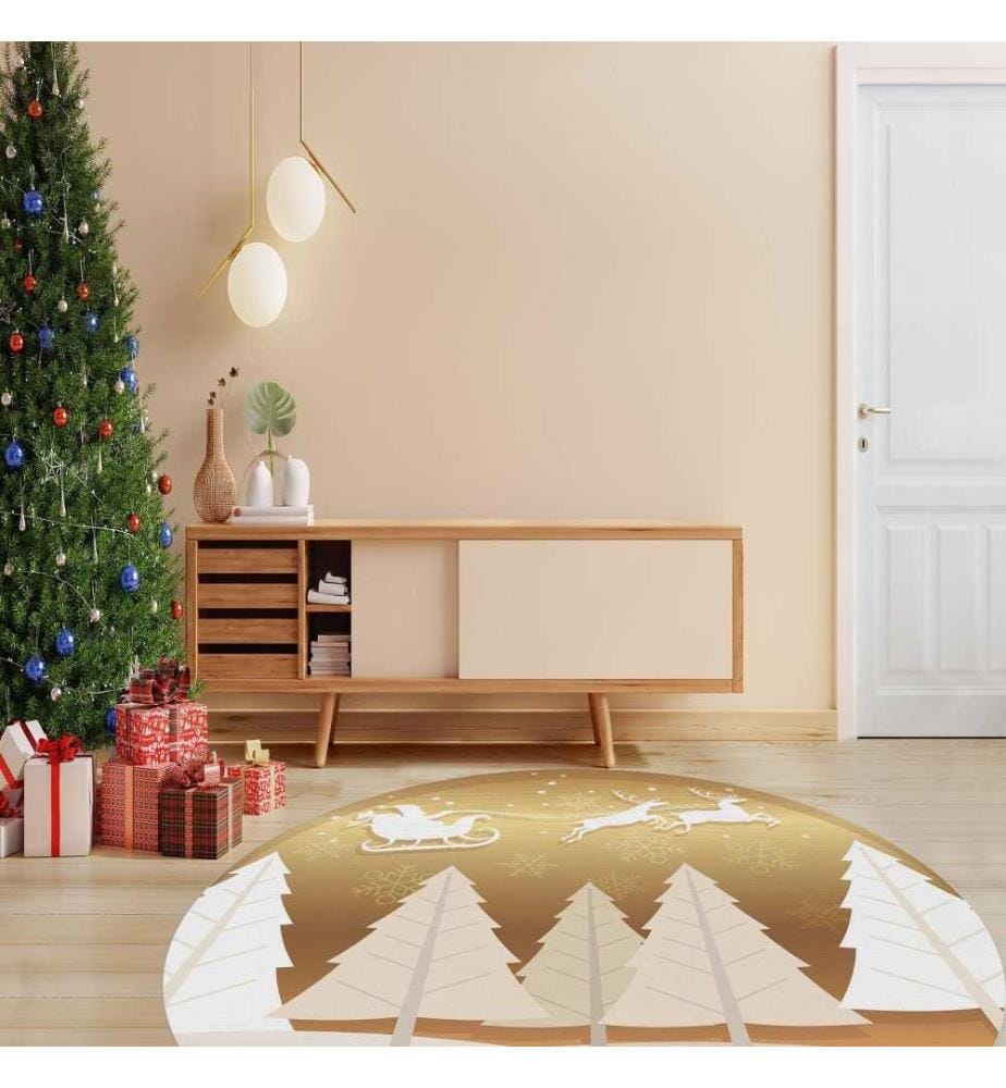 Tapis, 110 cm, , Or, Blanc, 70% Coton - 30% Polyester, 1450 gr-m²,