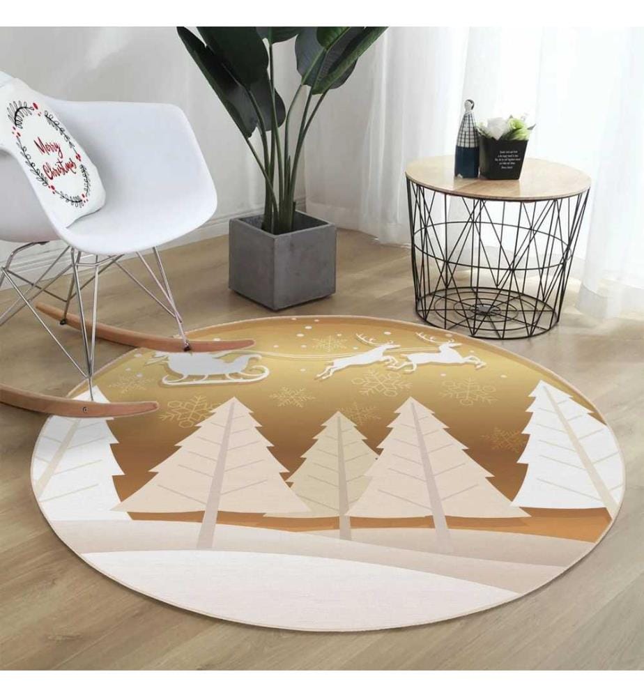 Tapis, 110 cm, , Or, Blanc, 70% Coton - 30% Polyester, 1450 gr-m²,