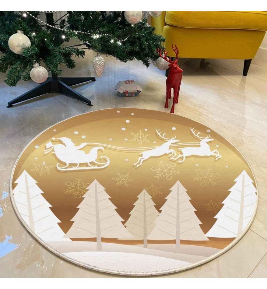 Tapis, 130 cm, , Or, Blanc, 70% Coton - 30% Polyester, 1450 gr-m²,