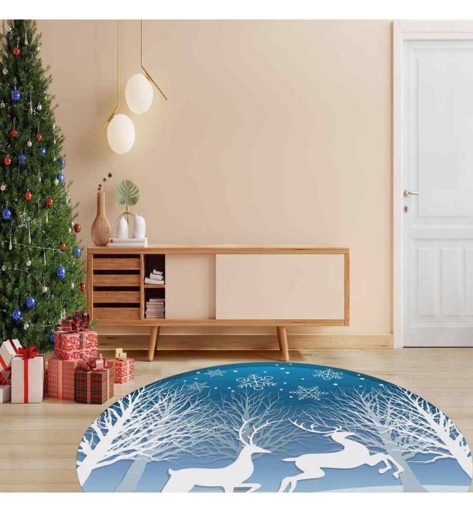 Rug, 100 cm, , Blue, White, 70% Cotton - 30% Polyester, 1450 gr-m²