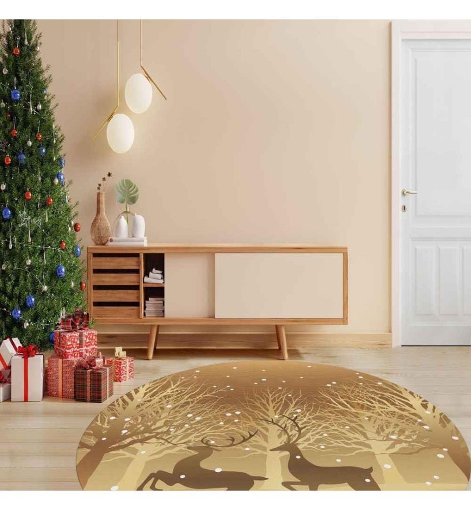 Teppich, 130 cm, , Gold, 70% Baumwolle - 30% Polyester, 1450 gr-m²,