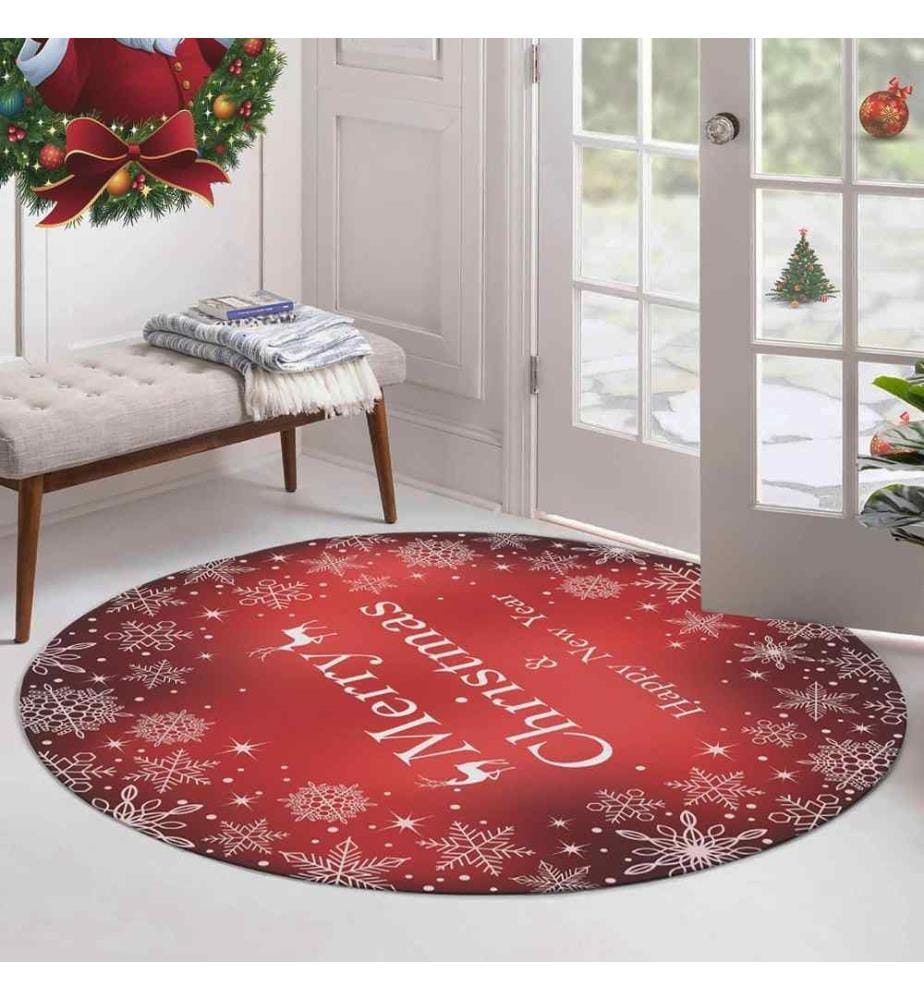 Teppich, 120 cm, , Rot, Weiss, 70% Baumwolle - 30% Polyester, 1450 gr-m²,