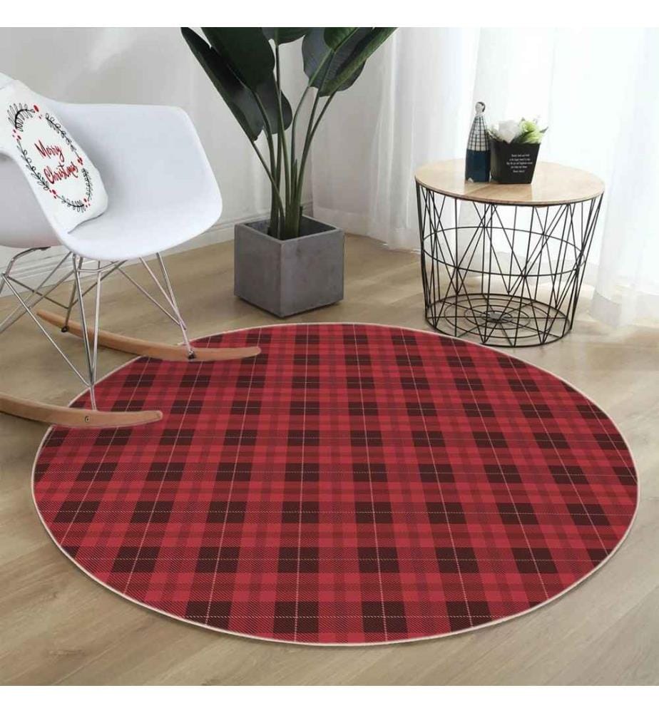 Teppich, 120 cm, , Rot, Schwarz, 70% Baumwolle - 30% Polyester, 1450 gr-m²,
