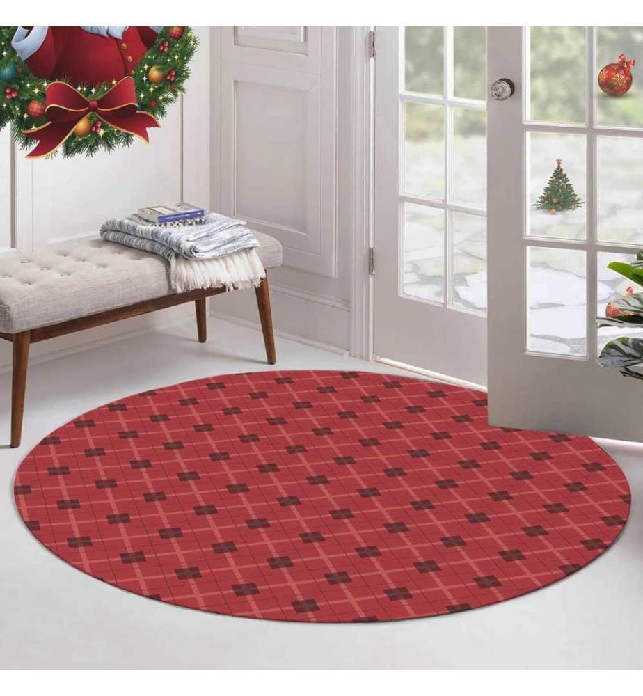 Tappeto, 80 cm, , Rosso, Nero, 70% Cotone - 30% Poliestere, 1450 gr-m²,