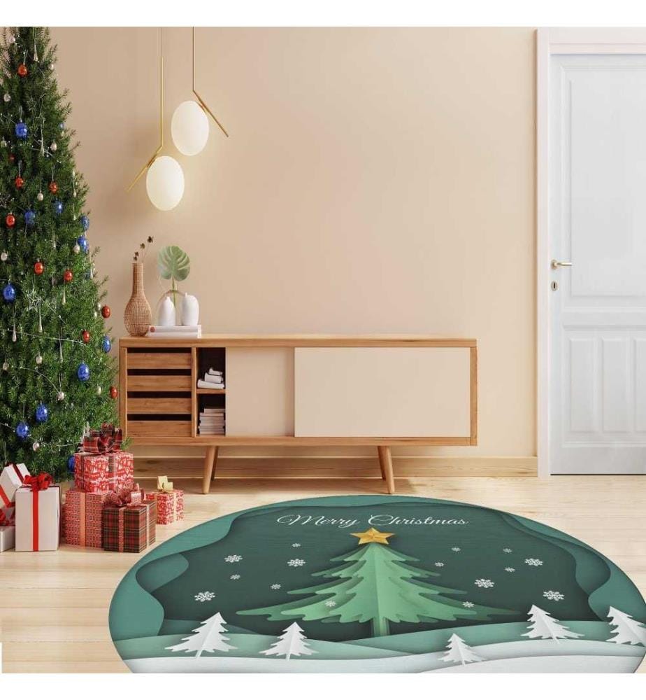 Tapis, 80 cm, , Vert, Blanc, 70% Coton - 30% Polyester, 1450 gr-m²,