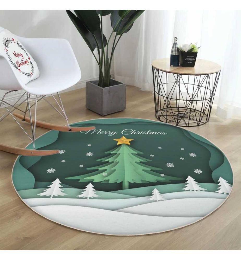 Tapis, 120 cm, , Vert, Blanc, 70% Coton - 30% Polyester, 1450 gr-m²,