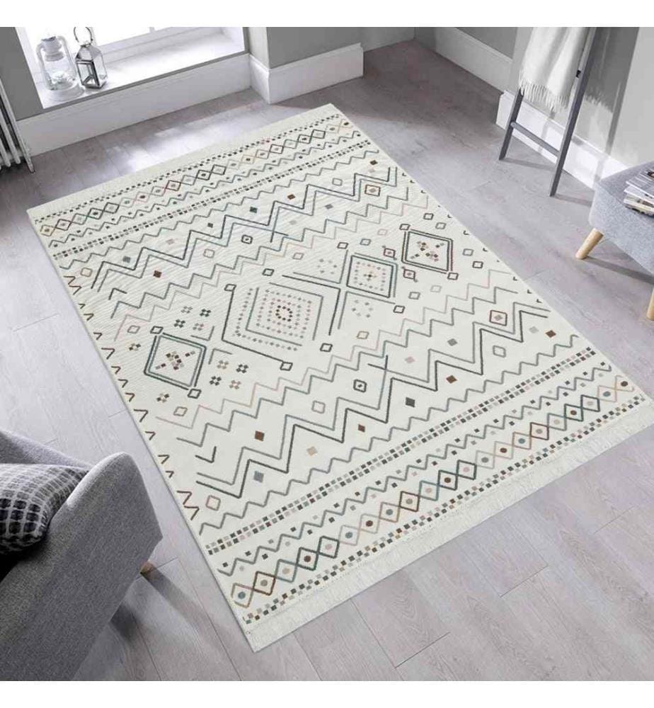 Tappeto, 80 x 150, , Beige, Blu, Visone, Cotone, Senza Pile