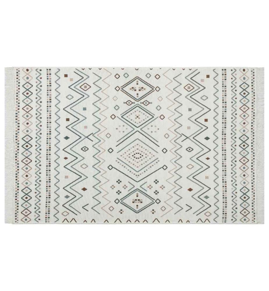 Tappeto, 80 x 150, , Beige, Blu, Visone, Cotone, Senza Pile