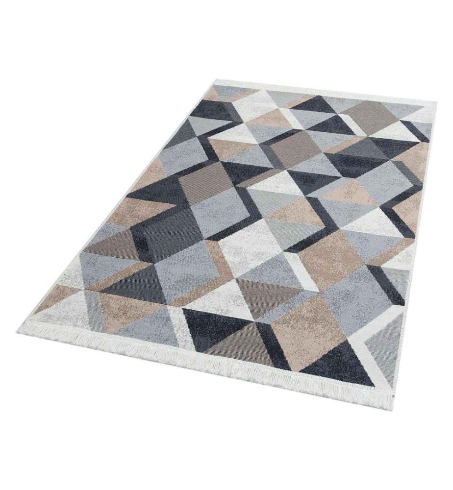 Teppich, 80 x 150, , Beige, Schwarz, Weiss, Baumwolle, 1100 gr-m²,