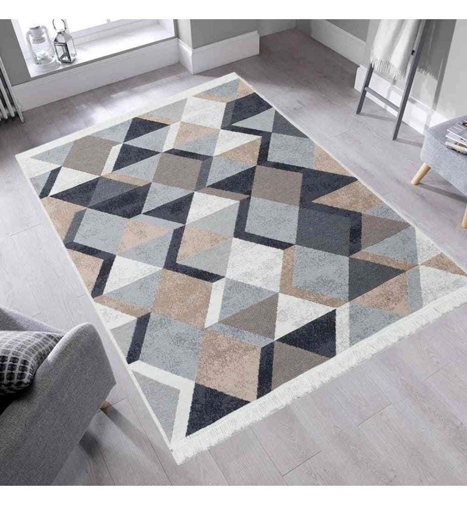 Teppich, 80 x 300, , Beige, Schwarz, Weiss, Baumwolle, 1100 gr-m²,