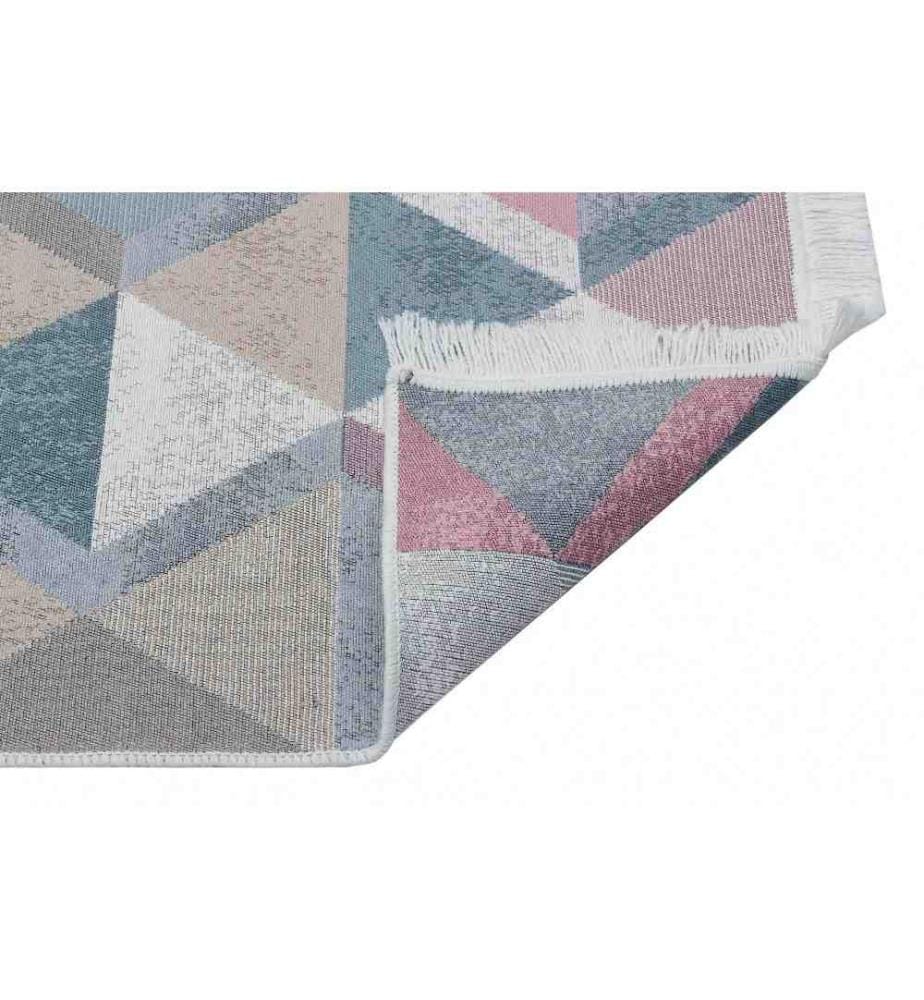 Teppich, 80 x 150, , Blau, Rosa, Beige, Grau, Baumwolle, 1100 gr-m²,