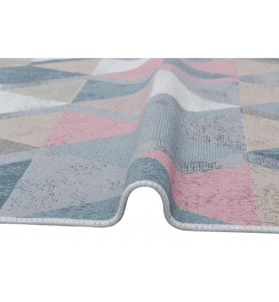 Tappeto, 80 x 300, , Blu, Rosa, Beige, Grigio, Cotone, 1100 gr-m²,
