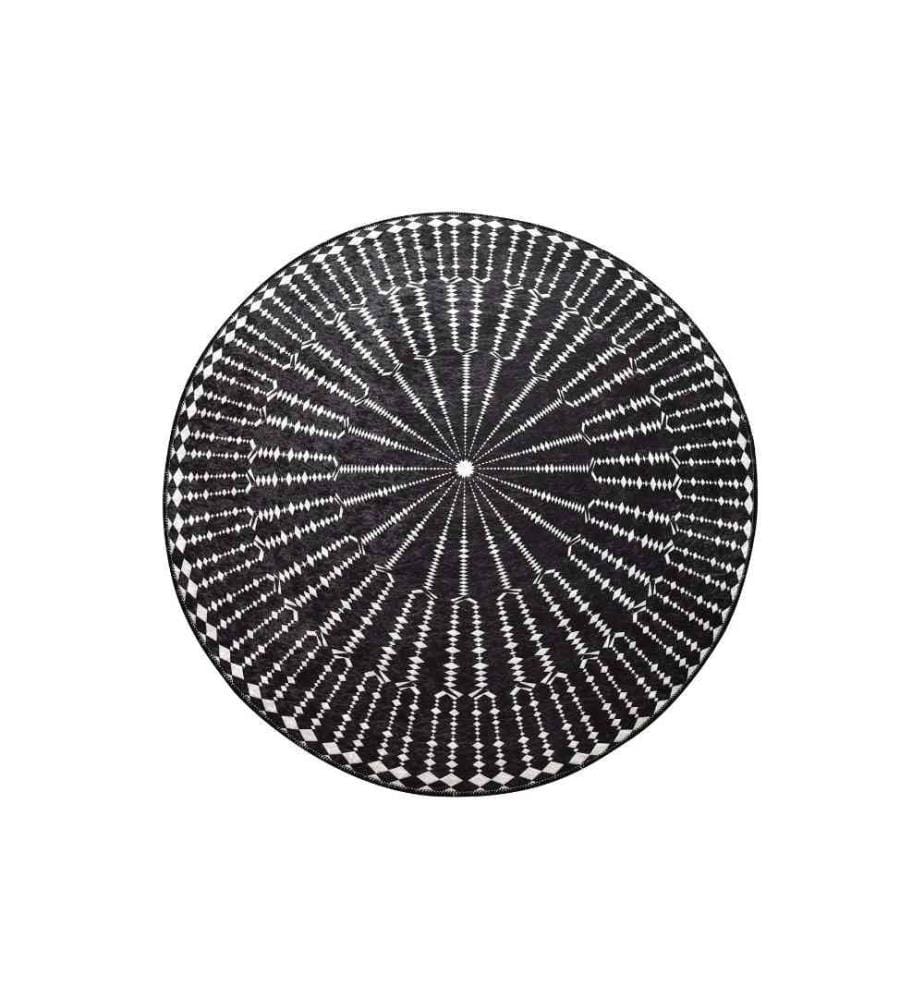 Teppich, 100 cm, , Schwarz, Weiss, 50% Samtgewebe - 50% Polyester, 4 mm Florhöhe