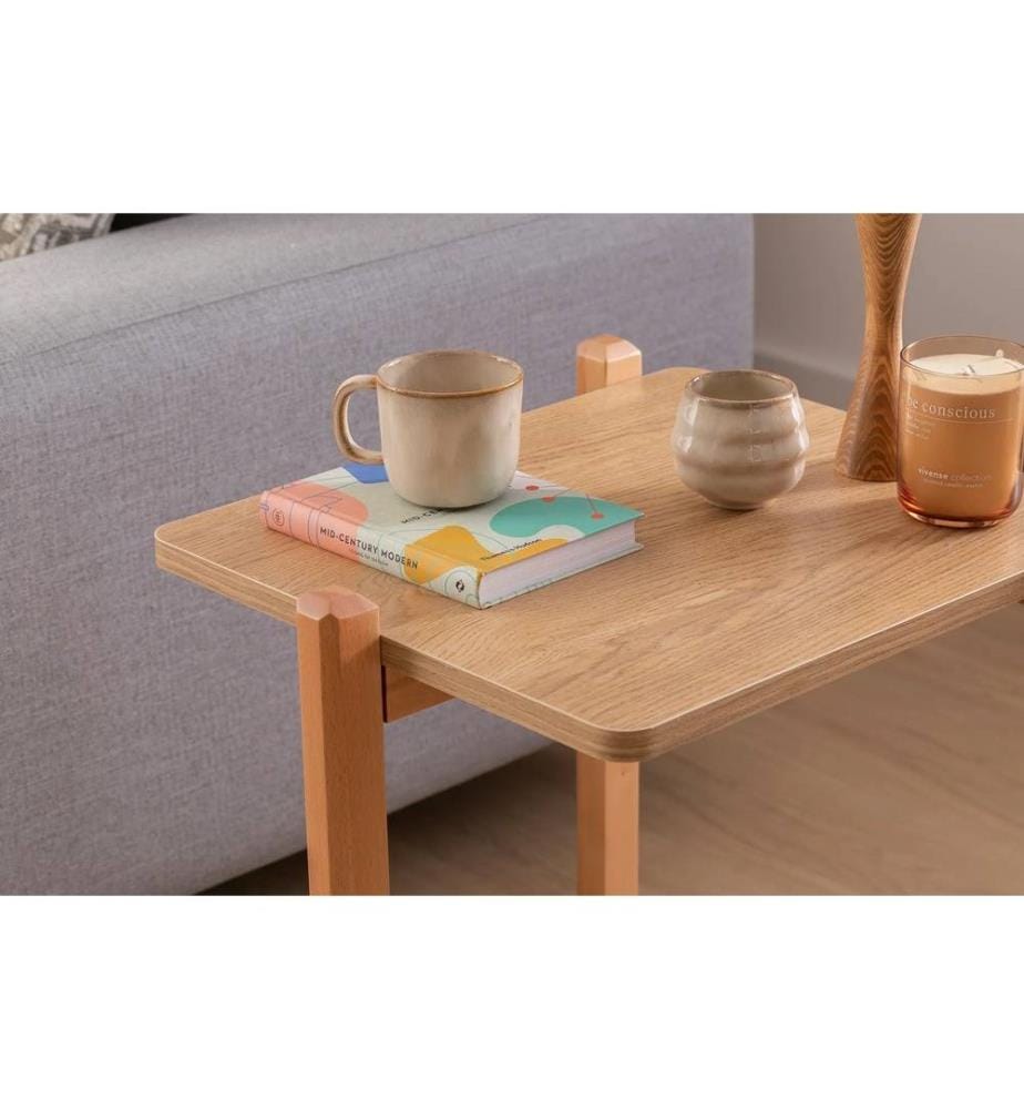 Side Table, Natural, Melamine Coated Chipboard, Wooden Legs