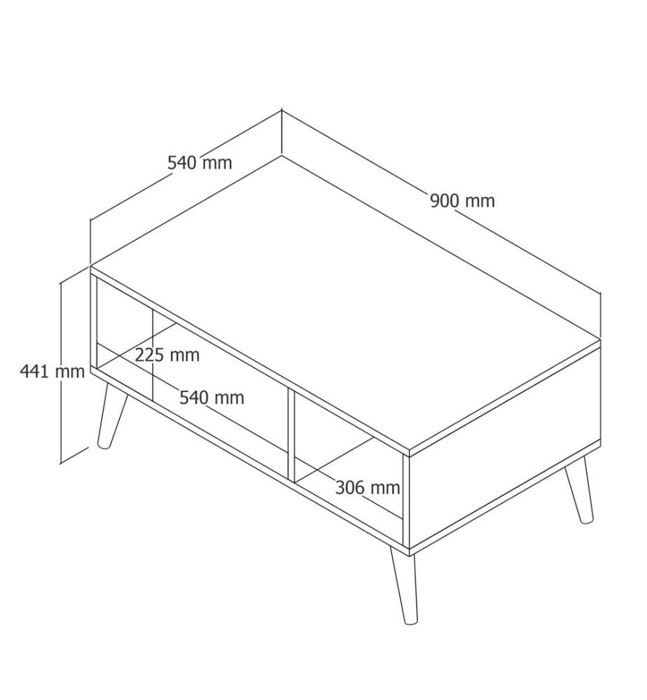 Table basse, Noyer Anthracite, Panneau de particules mélaminé