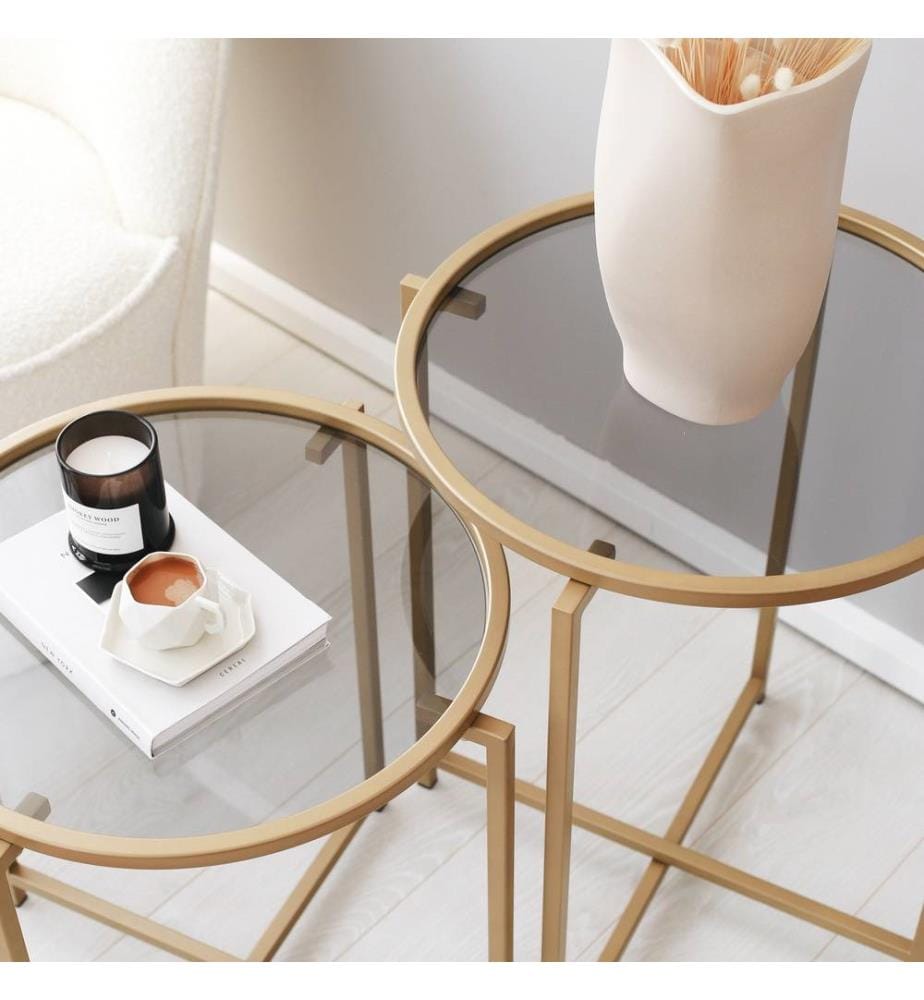Table basse, fumée d'or, verre trempé