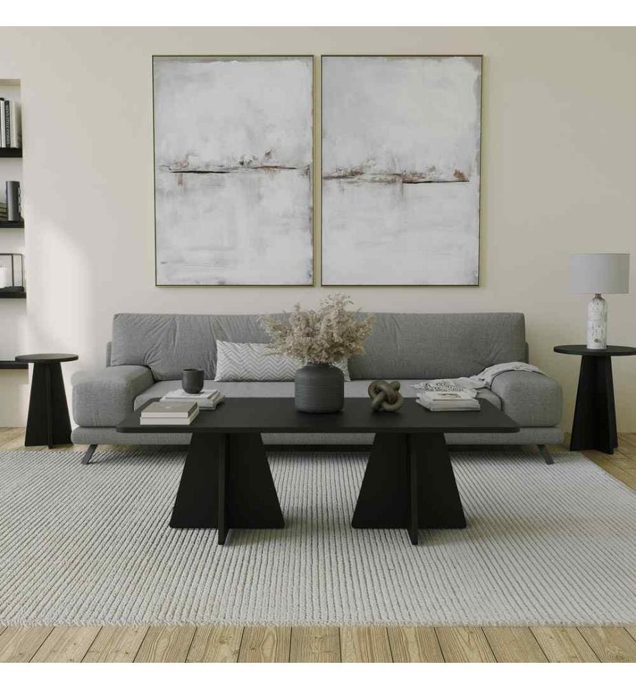 Coffee Table Set, Black, Melamine Coated Particle Board