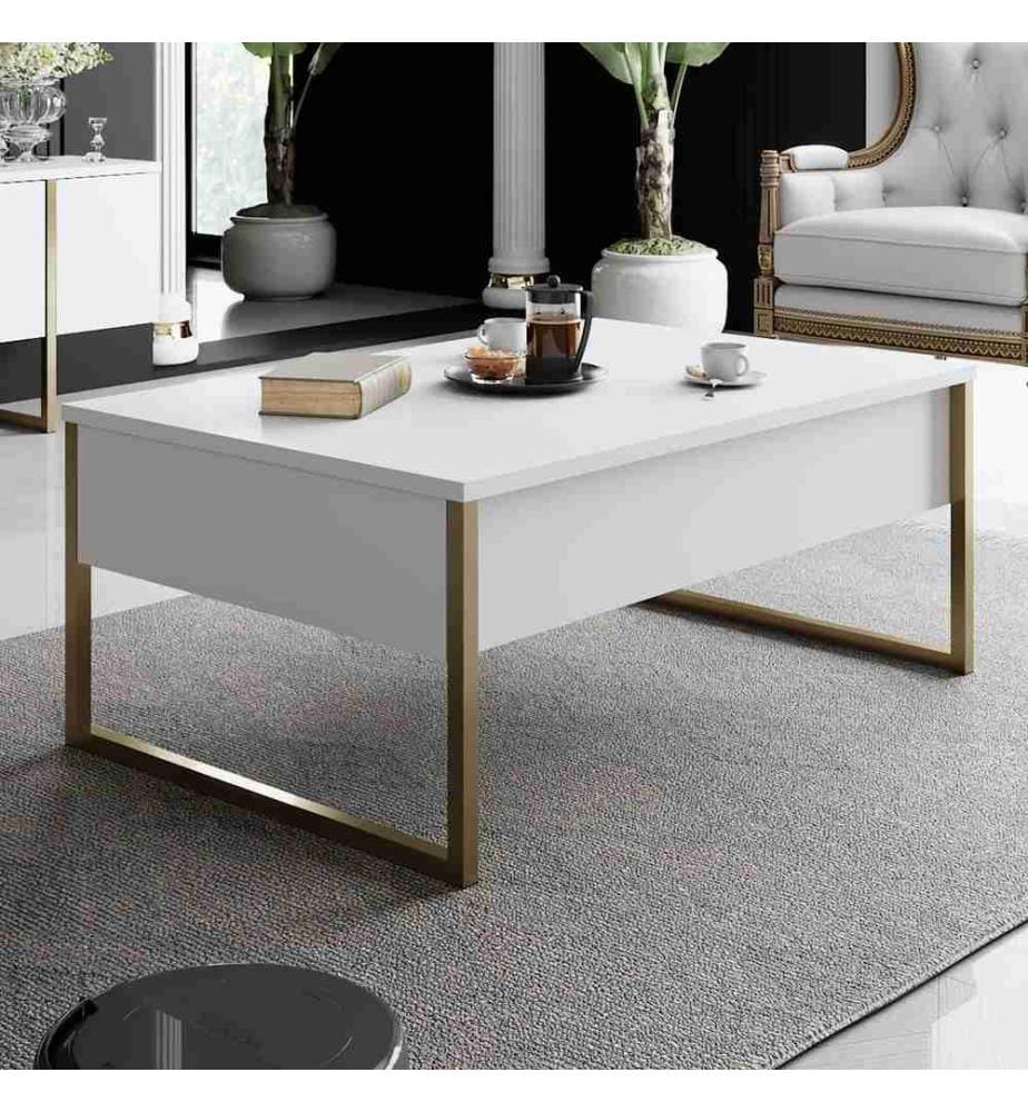 Couchtisch, Weissgold, Melaminbeschichtete Spanplatte