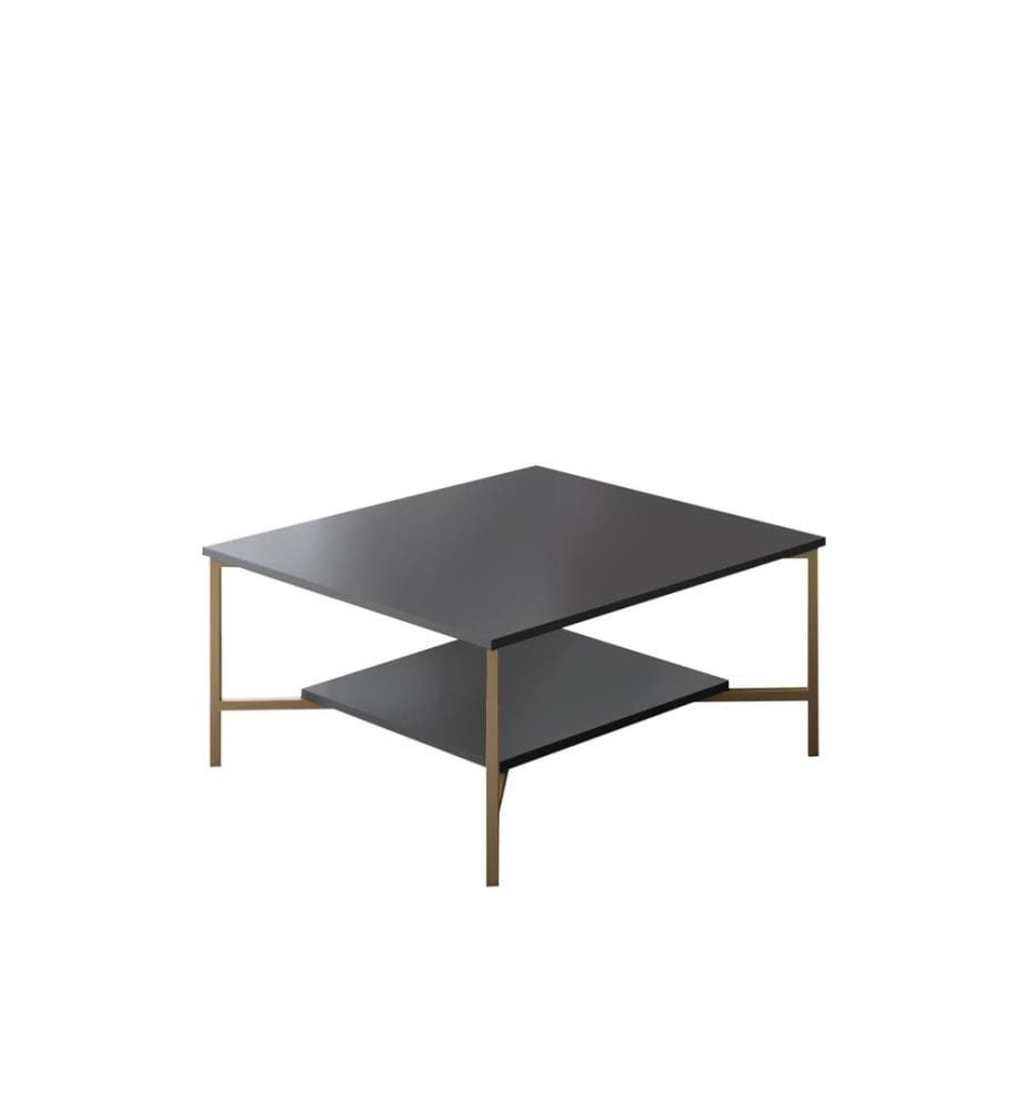 Couchtisch, Anthrazit, Schwarz, Melaminharzbeschichtete Spanplatte, Metallbeine