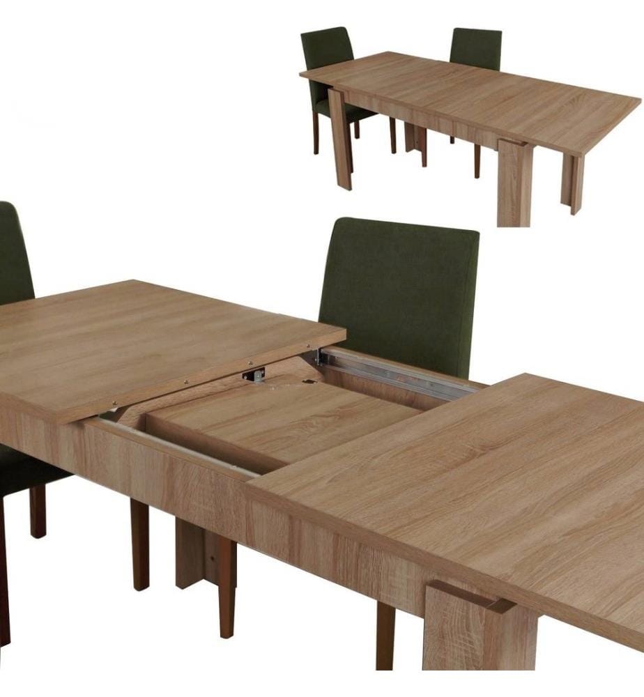 Table de salle à manger, chêne clair, panneau de particules mélaminé