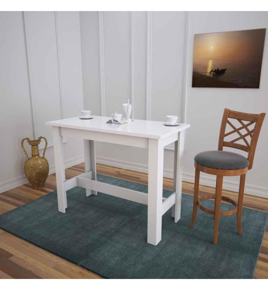 Table de salle à manger, blanc, panneau de particules mélaminé