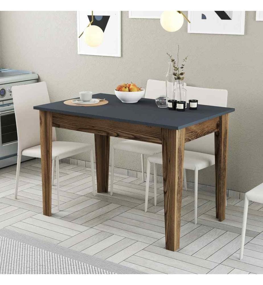 Kitchen Table, Walnut Anthracite, Melamine Coated Particle Board