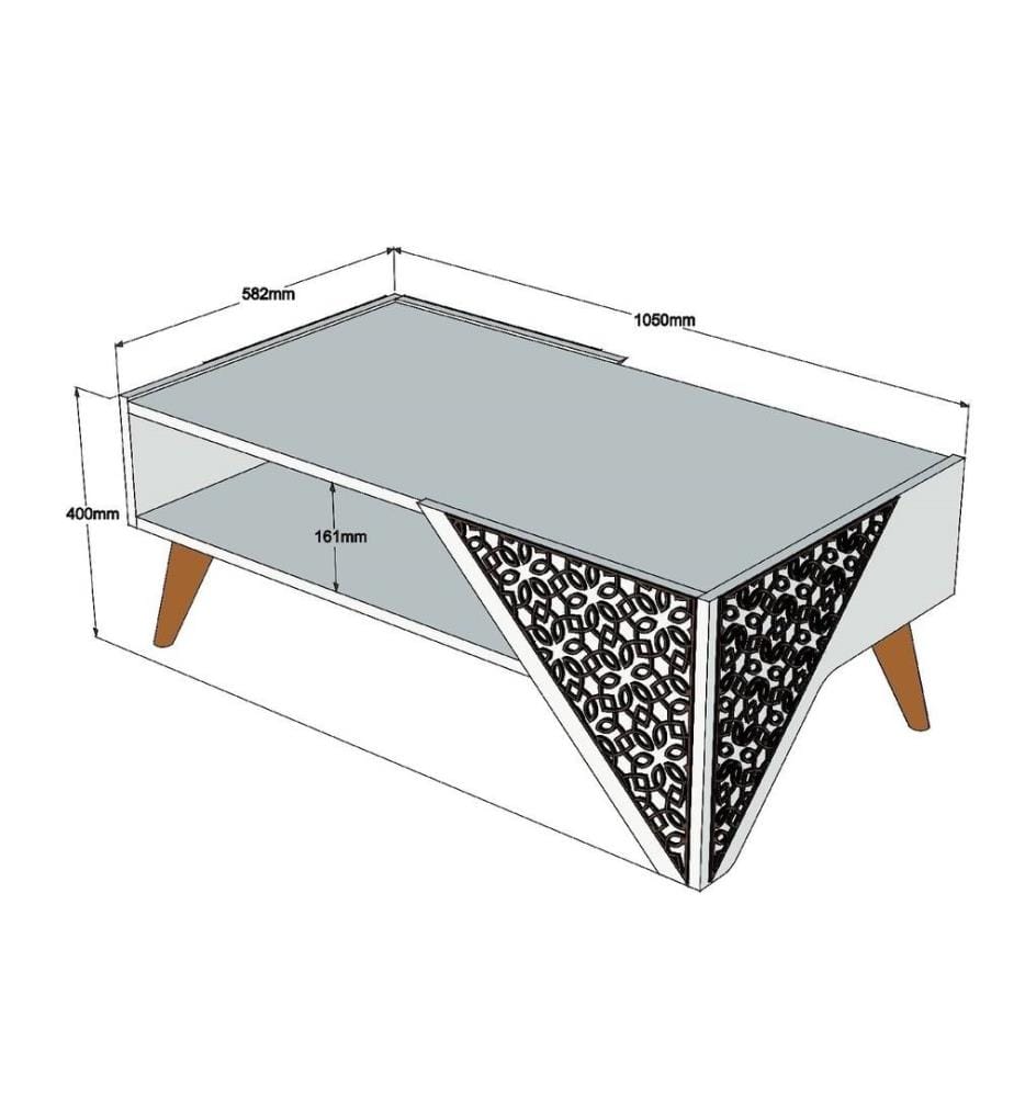 Table basse, noyer, panneau de particules mélaminé