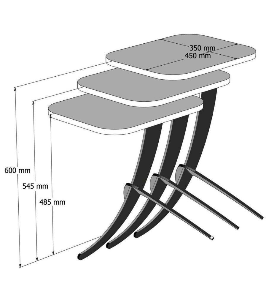 Table gigogne, 3 pièces, crème, panneau de particules mélaminé